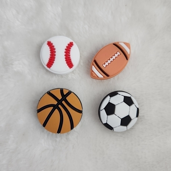 Crocs Jibbitz Basketball Soccer Ball Football Baseball Sport Shoe Charms - Picture 1 of 6